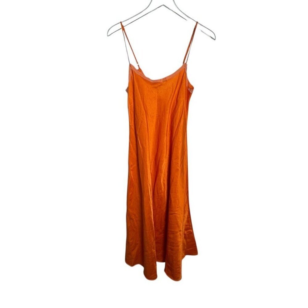 Brazeau Tricot Woman slip dress orange size 0 XS silk blend spaghetti straps - Picture 3 of 11